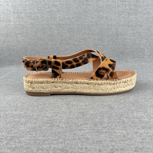 New Madewell Sandals Womens 8 Brown Leather Animal‎ Print Beachy Boho Resort - Picture 1 of 14